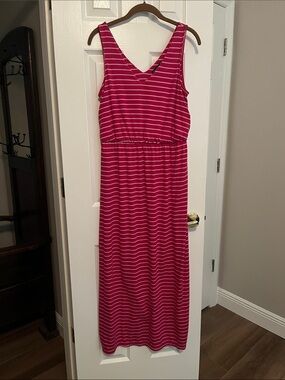 Faded Glory Pink and White Striped Sleeveless Dress